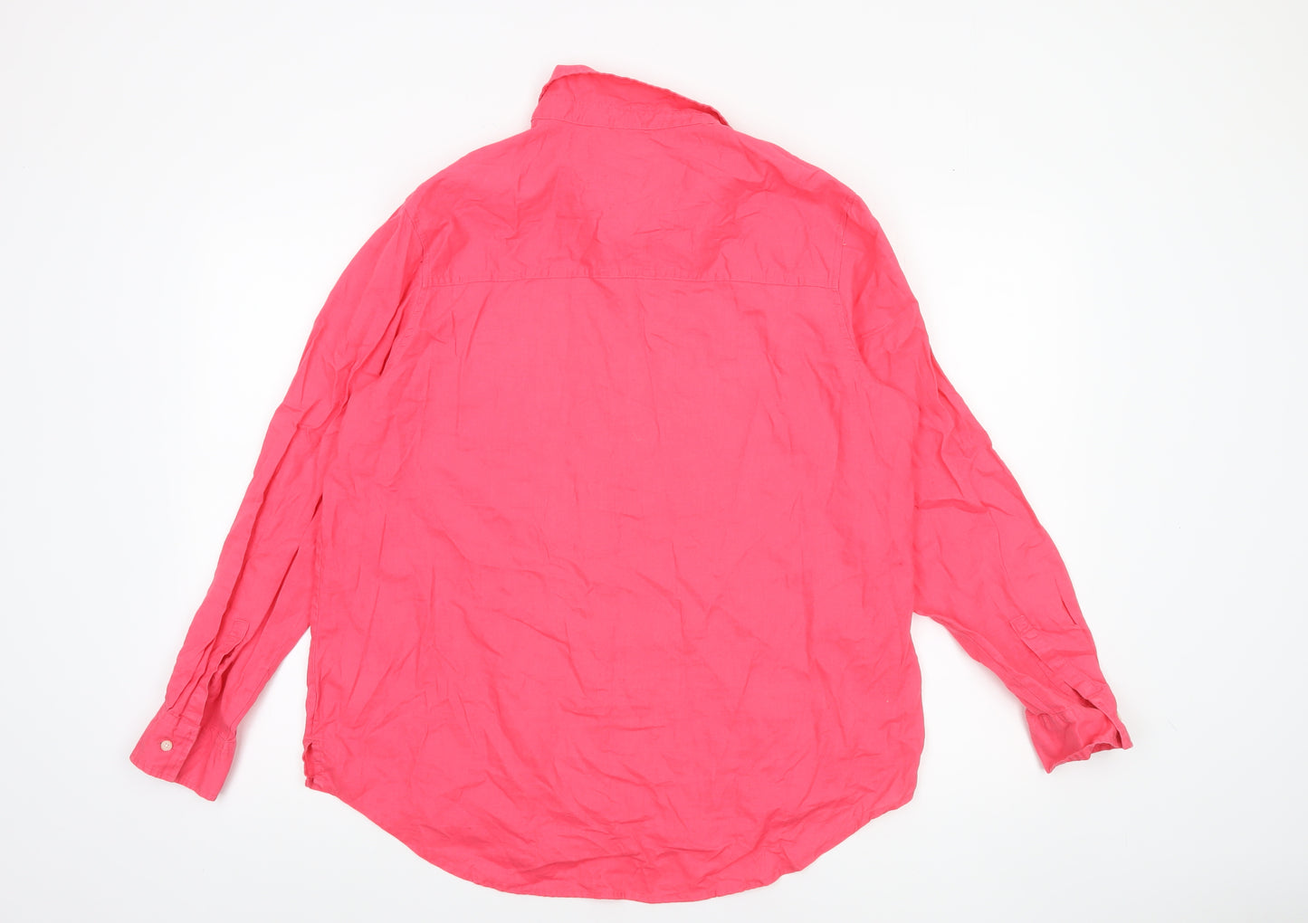 GAP Women's Pink Linen Cotton Long Sleeve Button-Up Shirt Size L