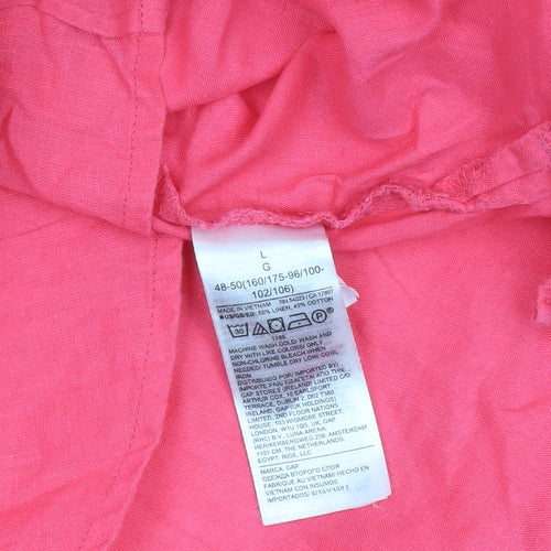 GAP Women's Pink Linen Cotton Long Sleeve Button-Up Shirt Size L
