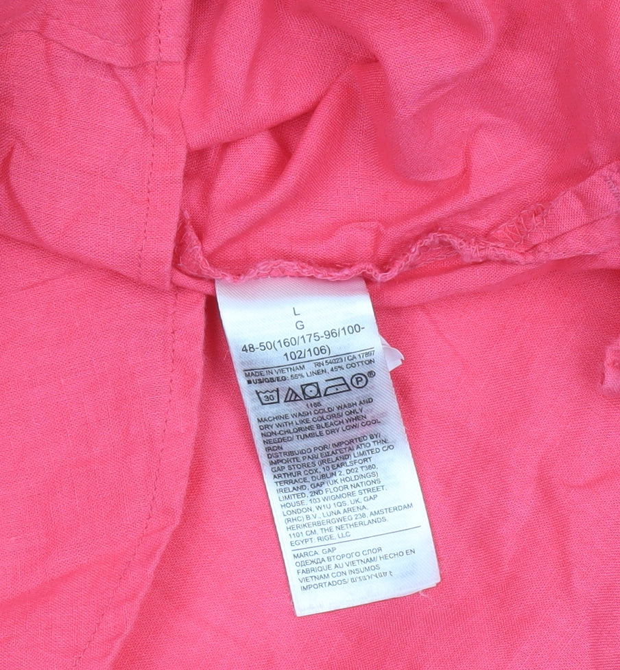 GAP Women's Pink Linen Cotton Long Sleeve Button-Up Shirt Size L