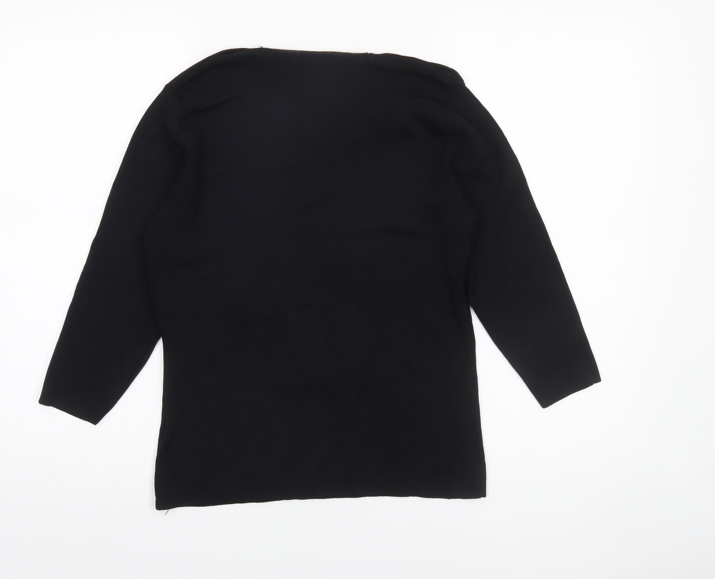 Bonmarché Women’s Black Beaded 3/4 Sleeve Knit Blouse Size M