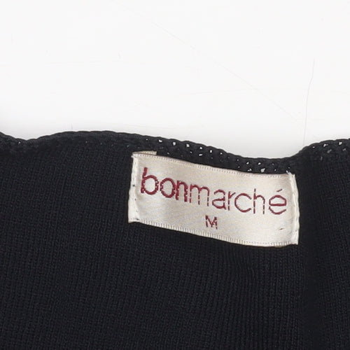 Bonmarché Women’s Black Beaded 3/4 Sleeve Knit Blouse Size M