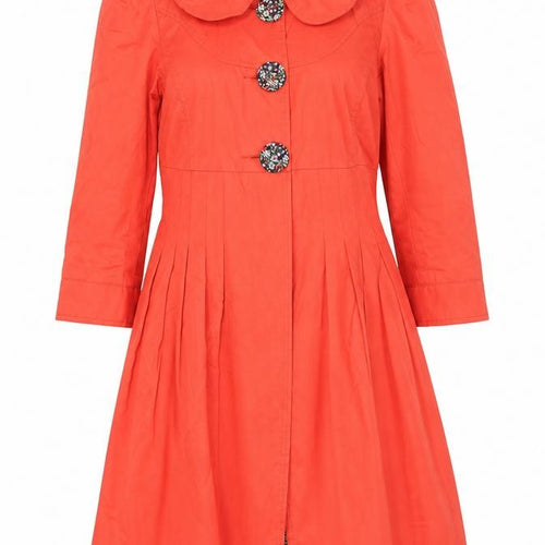 JimC London Women's Red Long Cotton Mix Trench Coat M