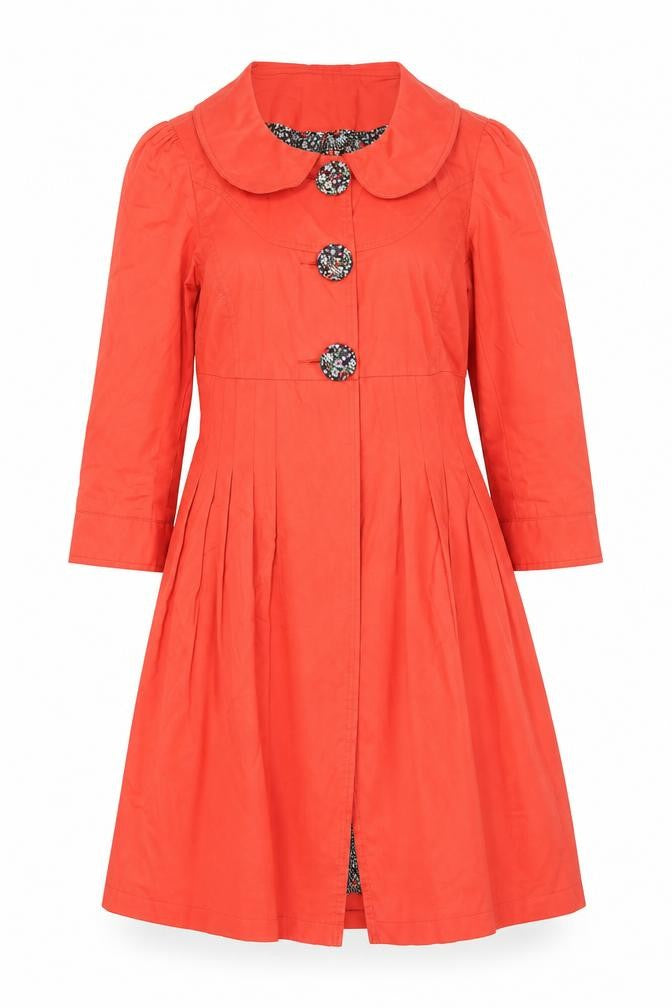 JimC London Women's Red Long Cotton Mix Trench Coat M