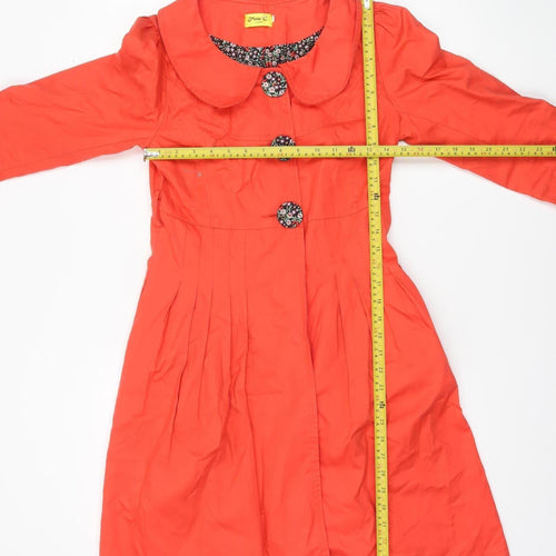 JimC London Women's Red Long Cotton Mix Trench Coat M