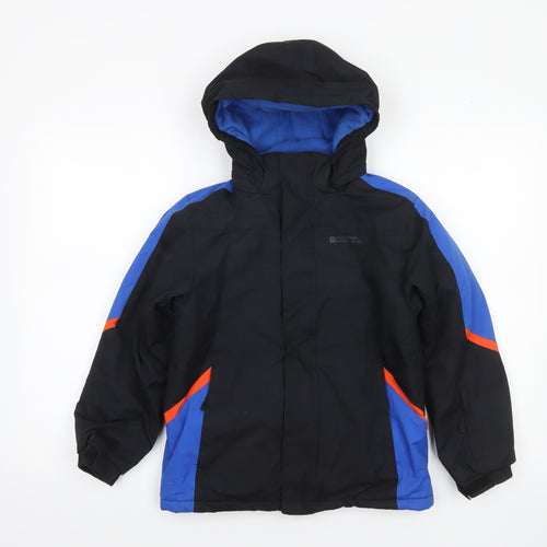 Mountain Warehouse Boys Black Blue Ski Jacket 9-10 Years Waterproof Hooded Winter Coat