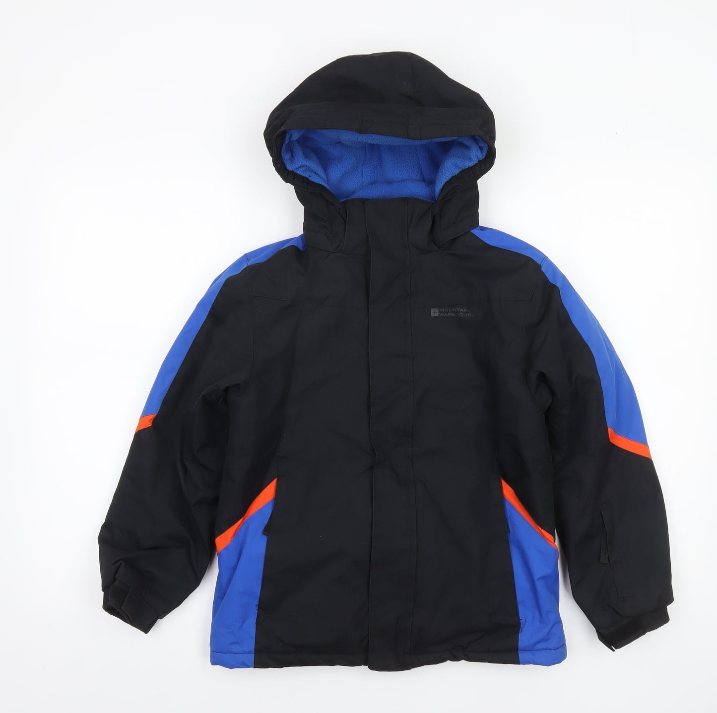 Mountain Warehouse Boys Black Blue Ski Jacket 9-10 Years Waterproof Hooded Winter Coat
