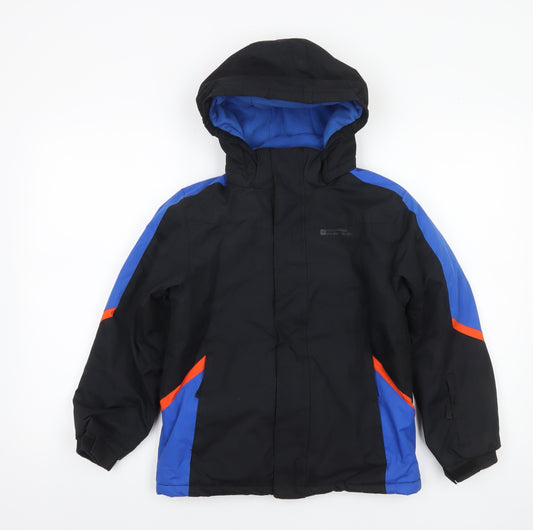 Mountain Warehouse Boys Black Blue Ski Jacket 9-10 Years Waterproof Hooded Winter Coat