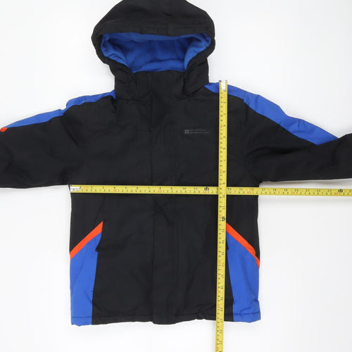 Mountain Warehouse Boys Black Blue Ski Jacket 9-10 Years Waterproof Hooded Winter Coat