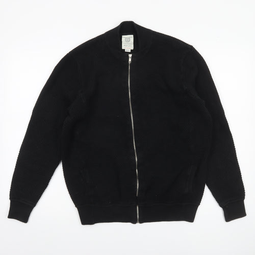 Kuegou Jeans Men’s Black Knit Bomber Jacket XL Zip Up Casual