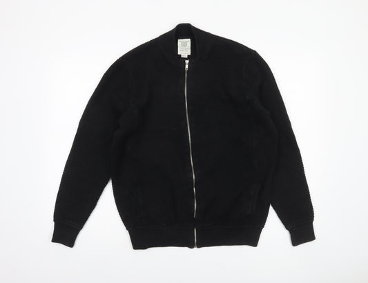 Kuegou Jeans Men’s Black Knit Bomber Jacket XL Zip Up Casual