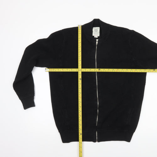 Kuegou Jeans Men’s Black Knit Bomber Jacket XL Zip Up Casual