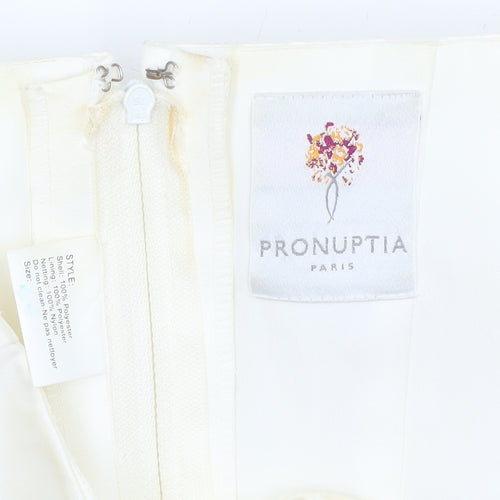 Pronuptia Paris Women’s Ivory Floral Embroidered Satin Strapless Top Size 10