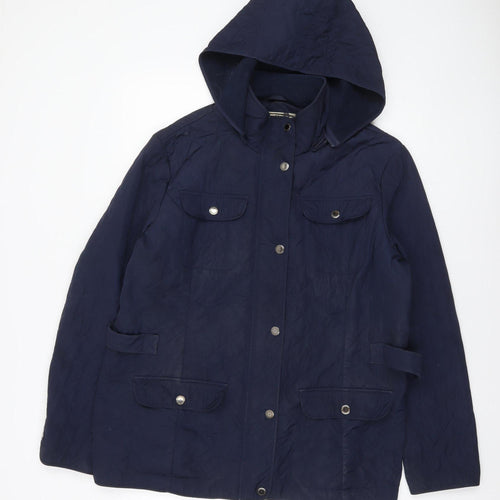 Four Seasons London Womens Blue Quilted Hooded Jacket XL