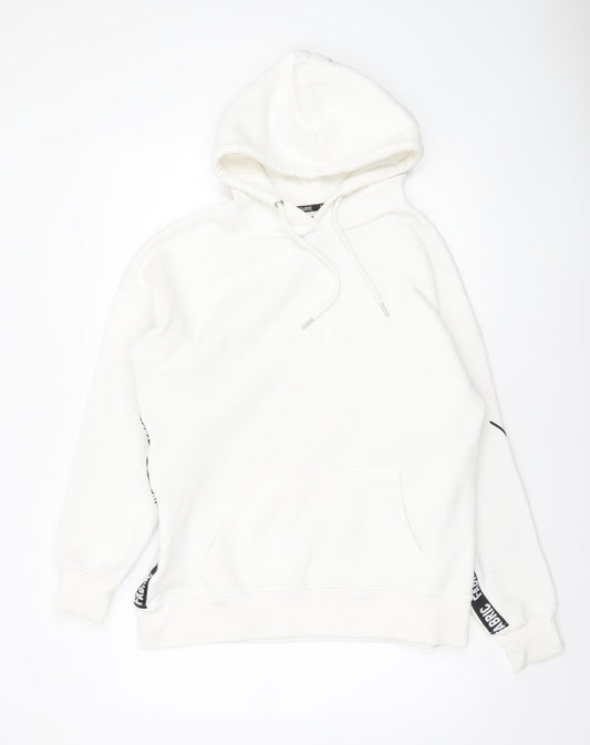 Fabric Women White Pullover Hoodie UK 10 Cotton Blend