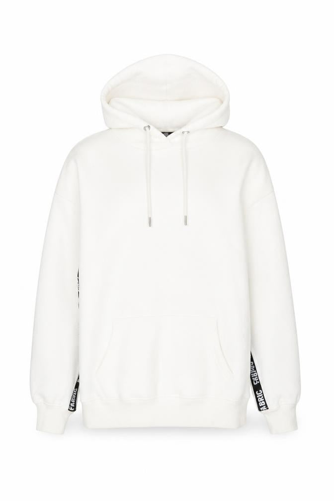 Front view of Fabric Women White Pullover Hoodie UK 10 Cotton Blend