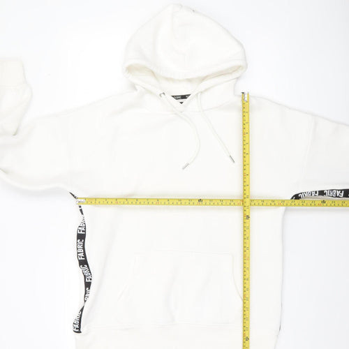 Fabric Women White Pullover Hoodie UK 10 Cotton Blend