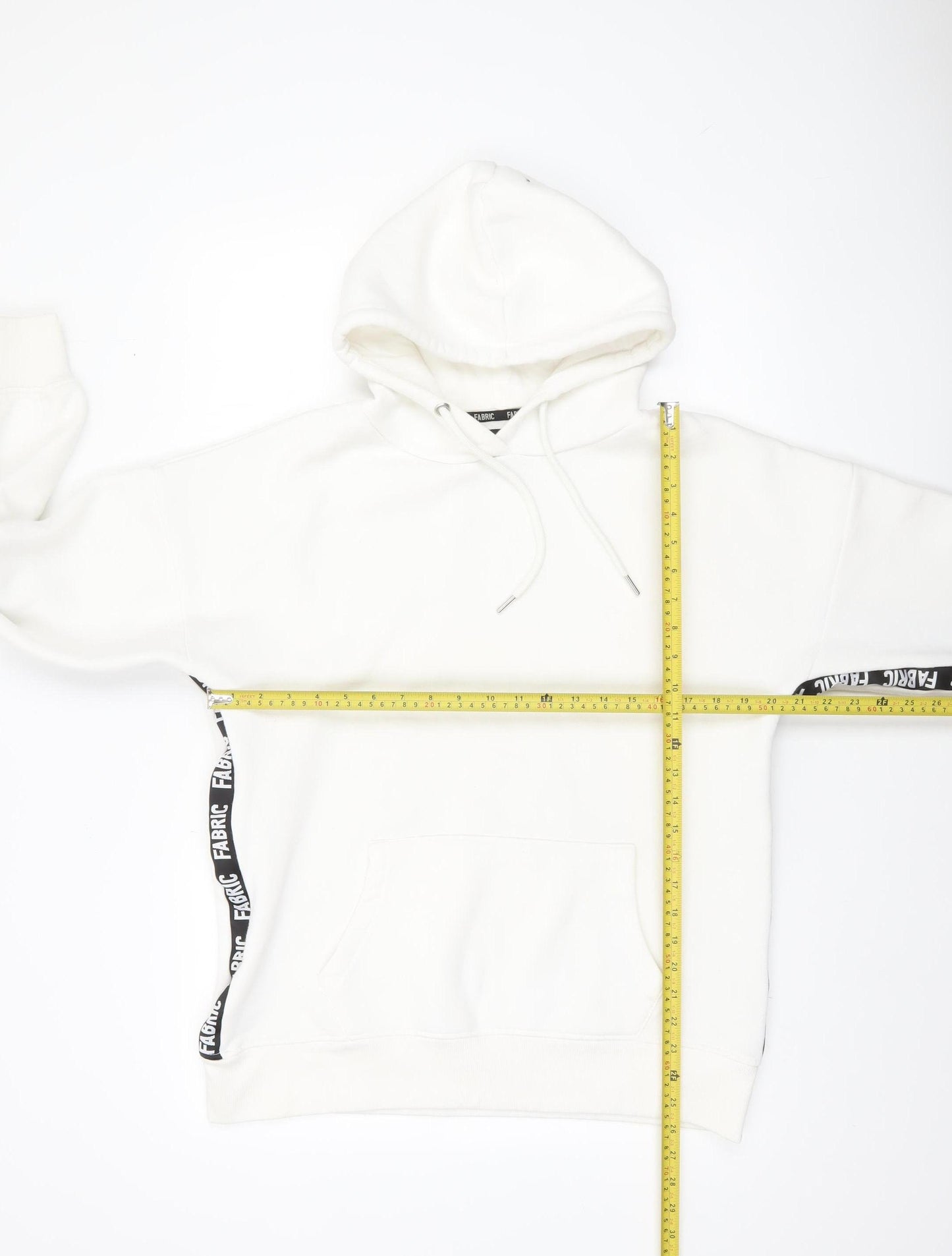 Fabric Women White Pullover Hoodie UK 10 Cotton Blend