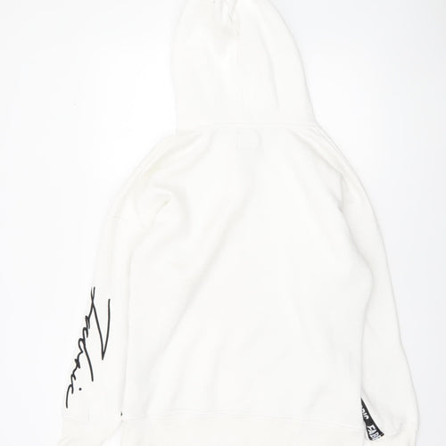 Fabric Women White Pullover Hoodie UK 10 Cotton Blend