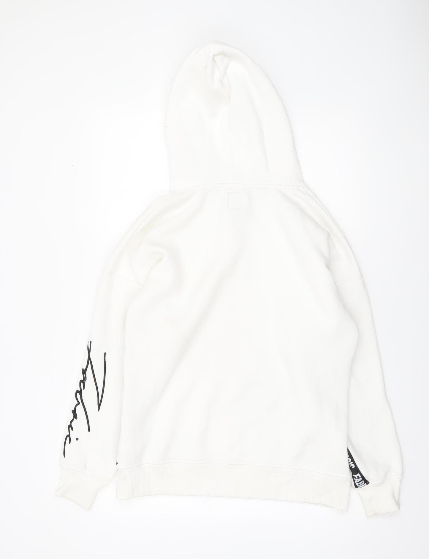 Fabric Women White Pullover Hoodie UK 10 Cotton Blend