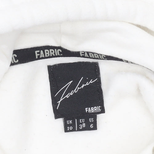 Fabric Women White Pullover Hoodie UK 10 Cotton Blend