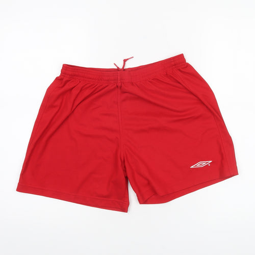 Umbro Men's Red Athletic Shorts Size M Polyester Drawstring