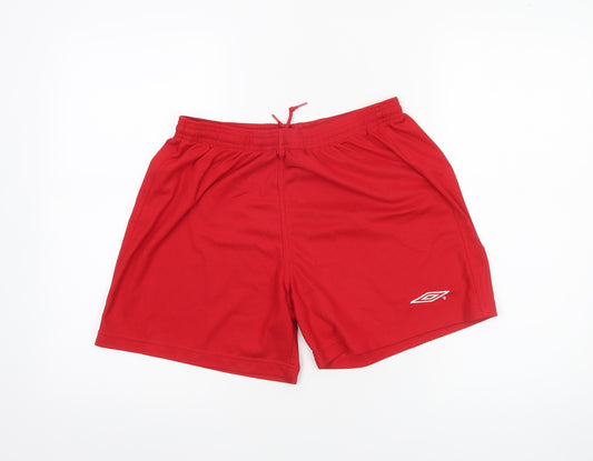 Umbro Men's Red Athletic Shorts Size M Polyester Drawstring
