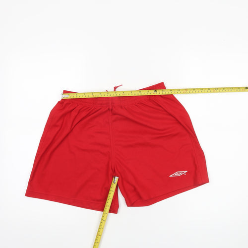 Umbro Men's Red Athletic Shorts Size M Polyester Drawstring