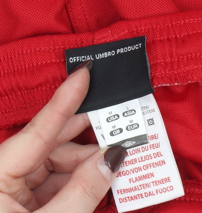 Umbro Men's Red Athletic Shorts Size M Polyester Drawstring