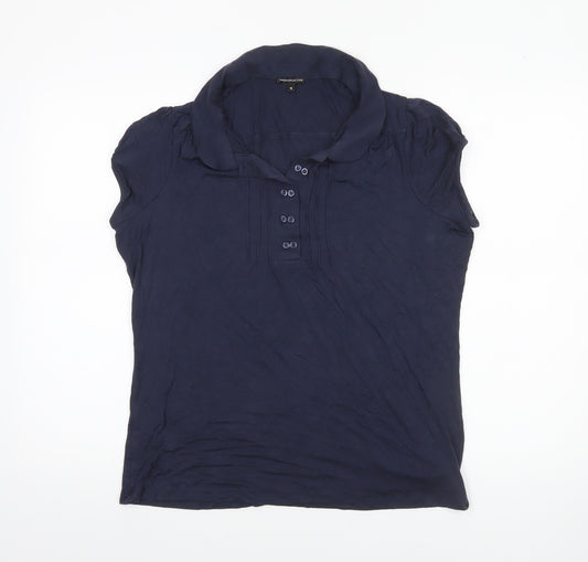 Marks and Spencer Women Navy Blue Size 16 Collared Short Sleeve Polo Top