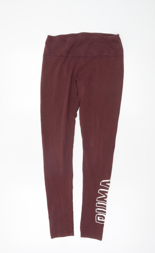 Puma Womens Brown M Leggings Slim Fit Stretch Activewear Trousers