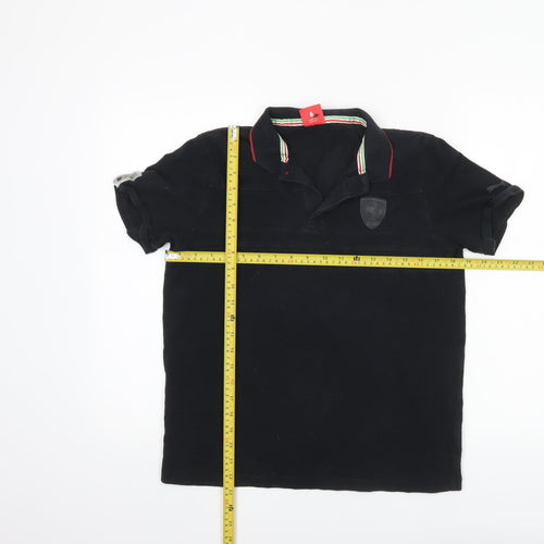 Puma Womens Black Short Sleeve Polo Shirt L Collared Cotton