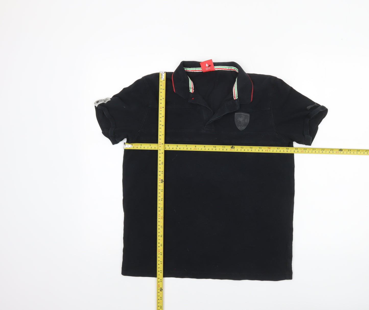 Puma Womens Black Short Sleeve Polo Shirt L Collared Cotton