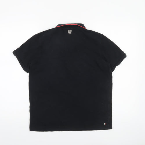 Puma Womens Black Short Sleeve Polo Shirt L Collared Cotton