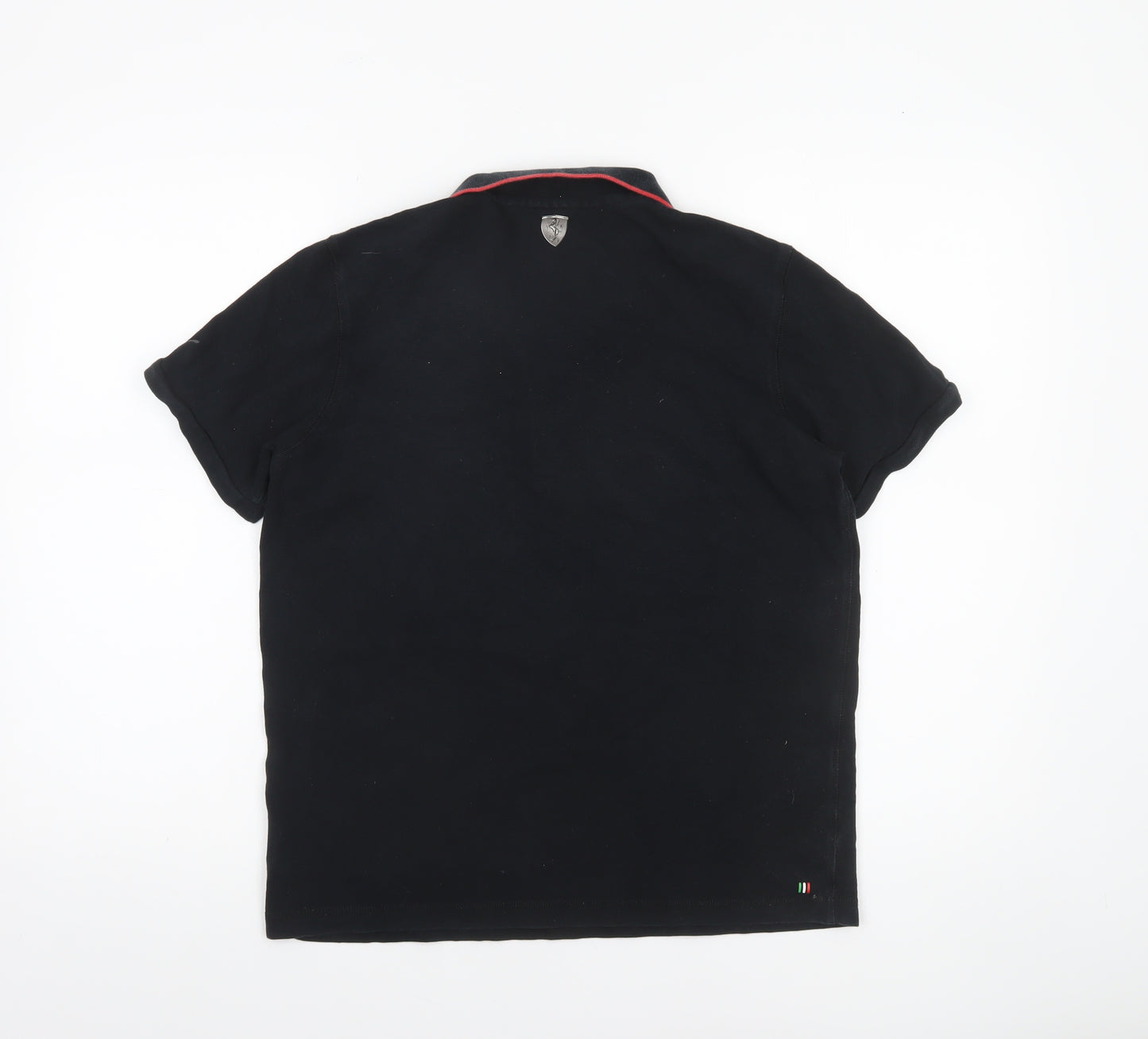 Puma Womens Black Short Sleeve Polo Shirt L Collared Cotton