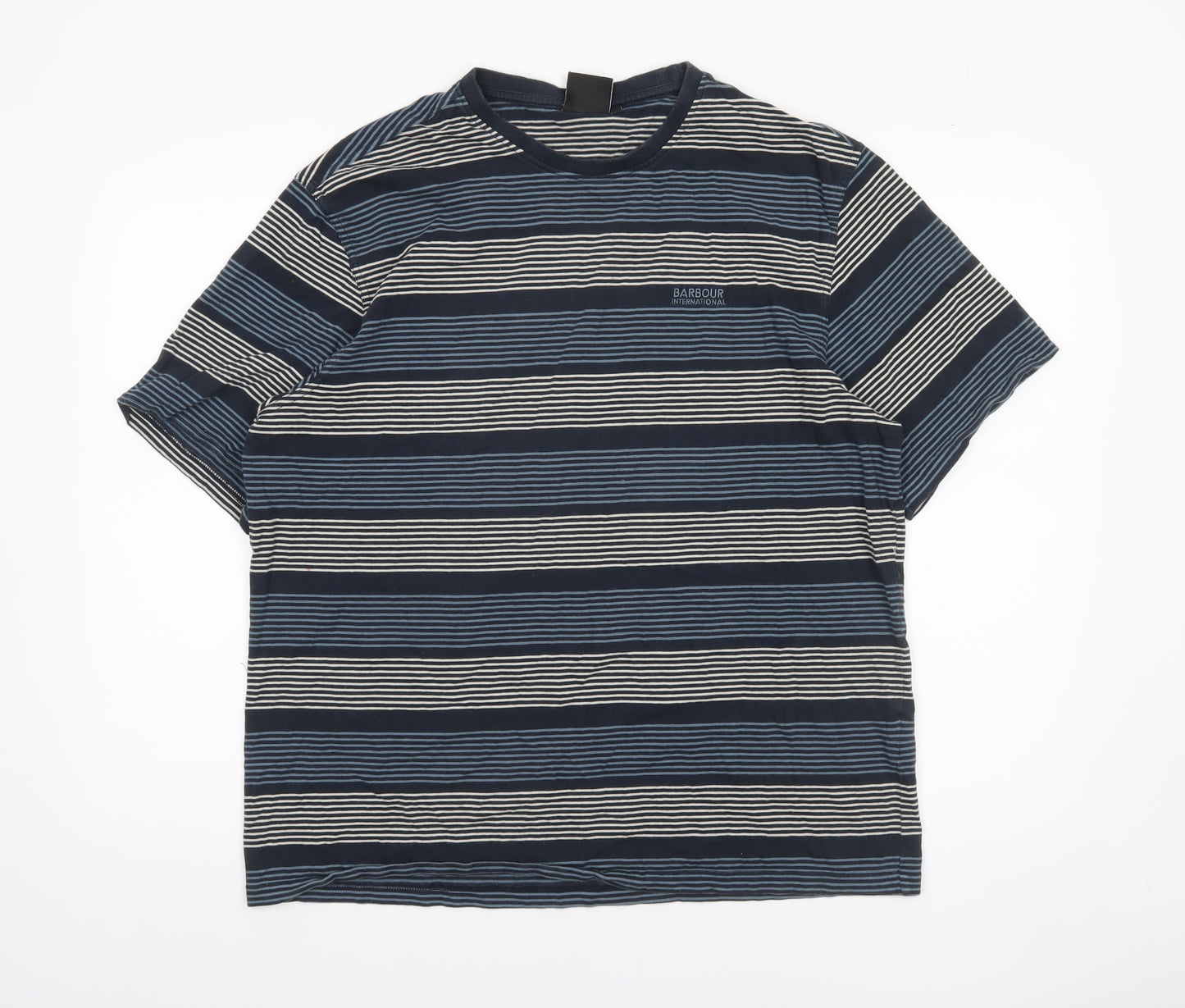 Barbour International Men's Blue Striped Relaxed Fit Cotton T-Shirt L