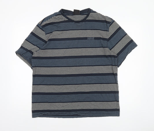 Barbour International Men's Blue Striped Relaxed Fit Cotton T-Shirt L