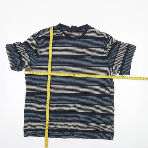 Barbour International Men's Blue Striped Relaxed Fit Cotton T-Shirt L