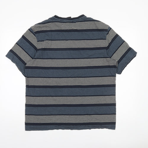 Barbour International Men's Blue Striped Relaxed Fit Cotton T-Shirt L