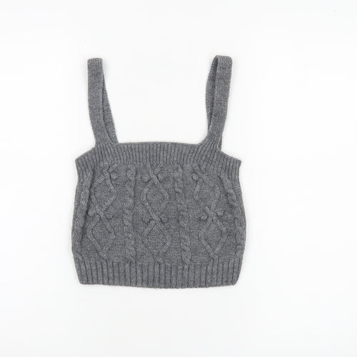River Island Womens Grey Cable Knit Cropped Tank Top Size S