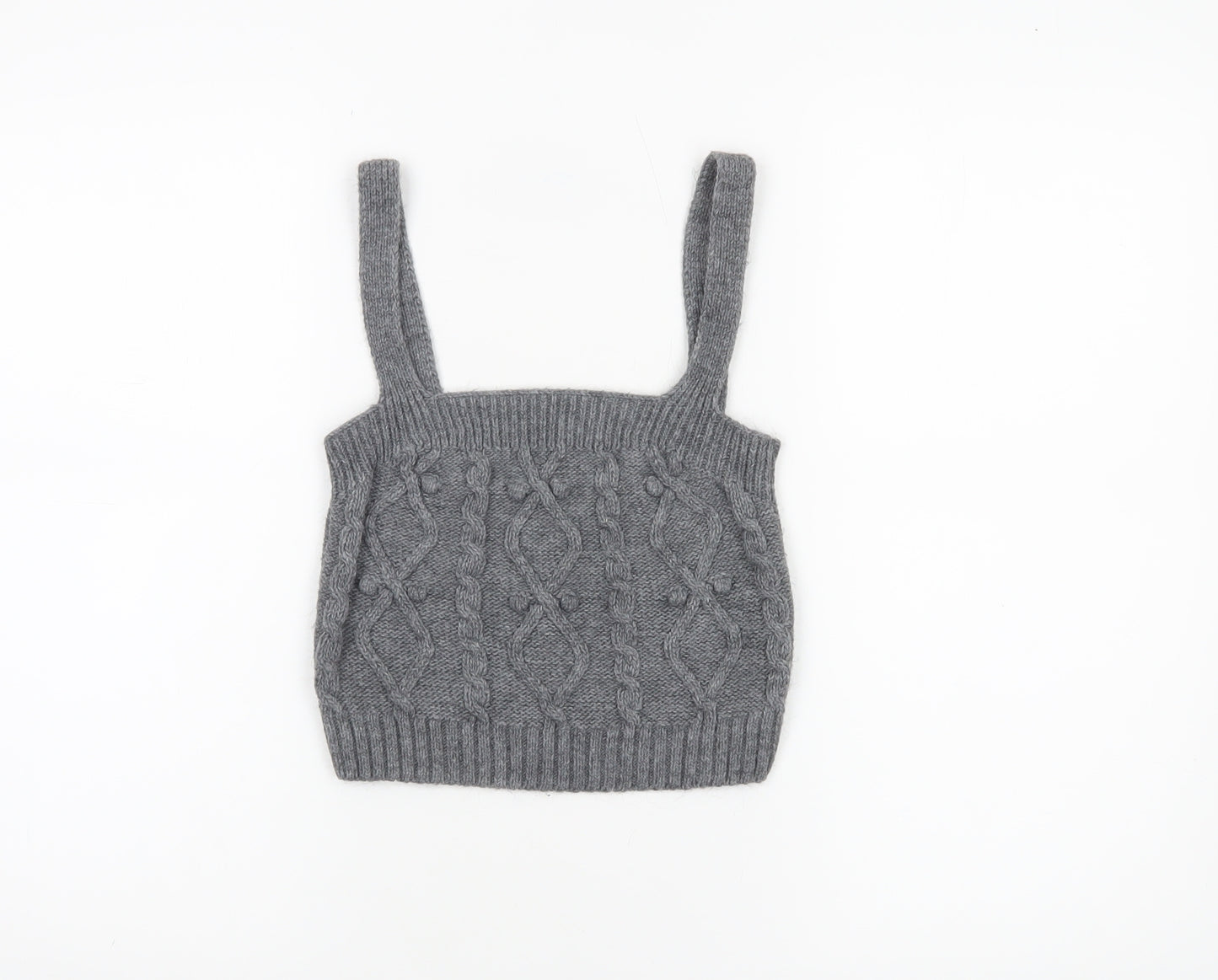 River Island Womens Grey Cable Knit Cropped Tank Top Size S