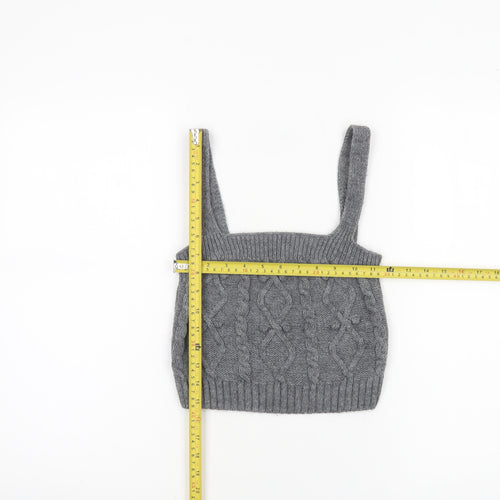 River Island Womens Grey Cable Knit Cropped Tank Top Size S