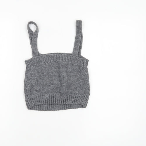 River Island Womens Grey Cable Knit Cropped Tank Top Size S