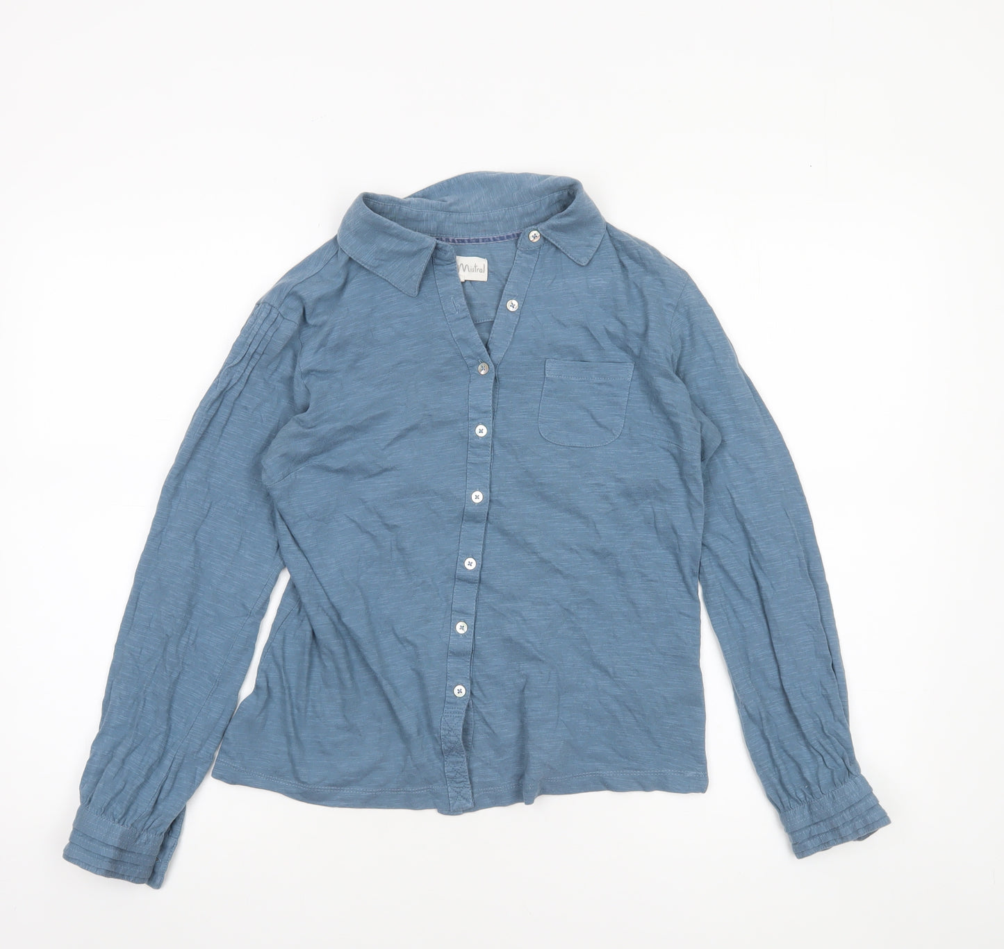 Mistral Women's Blue Cotton Long Sleeve Button-Up Shirt Size 10