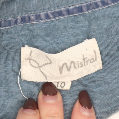 Mistral Women's Blue Cotton Long Sleeve Button-Up Shirt Size 10