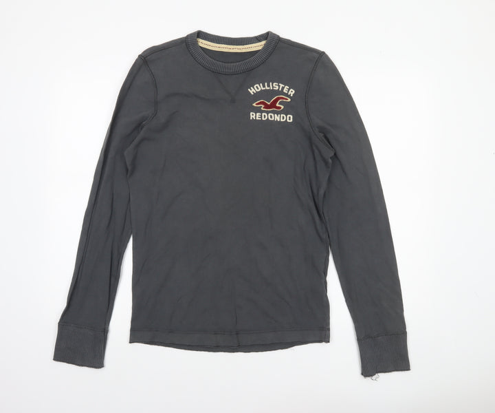 Hollister Men's Grey Long Sleeve Crew Neck Casual Top Size S
