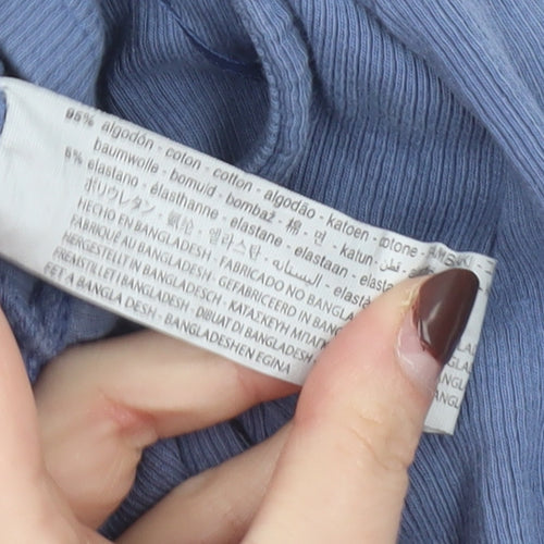 Zara Women Blue Cropped Long Sleeve Drawstring Top Size 8