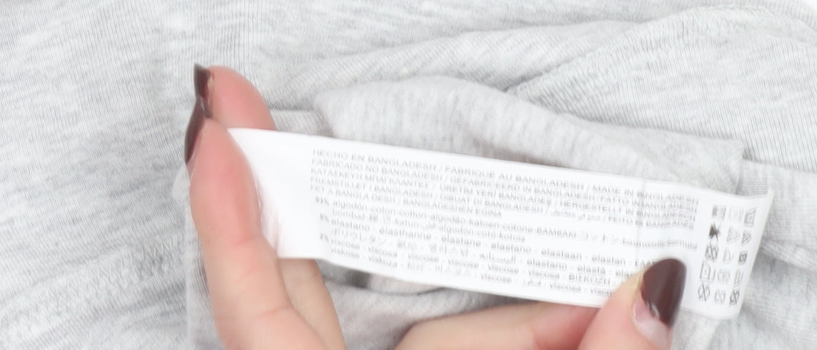 Stradivarius Womens Grey Off Shoulder Cropped Long Sleeve Top Size 12