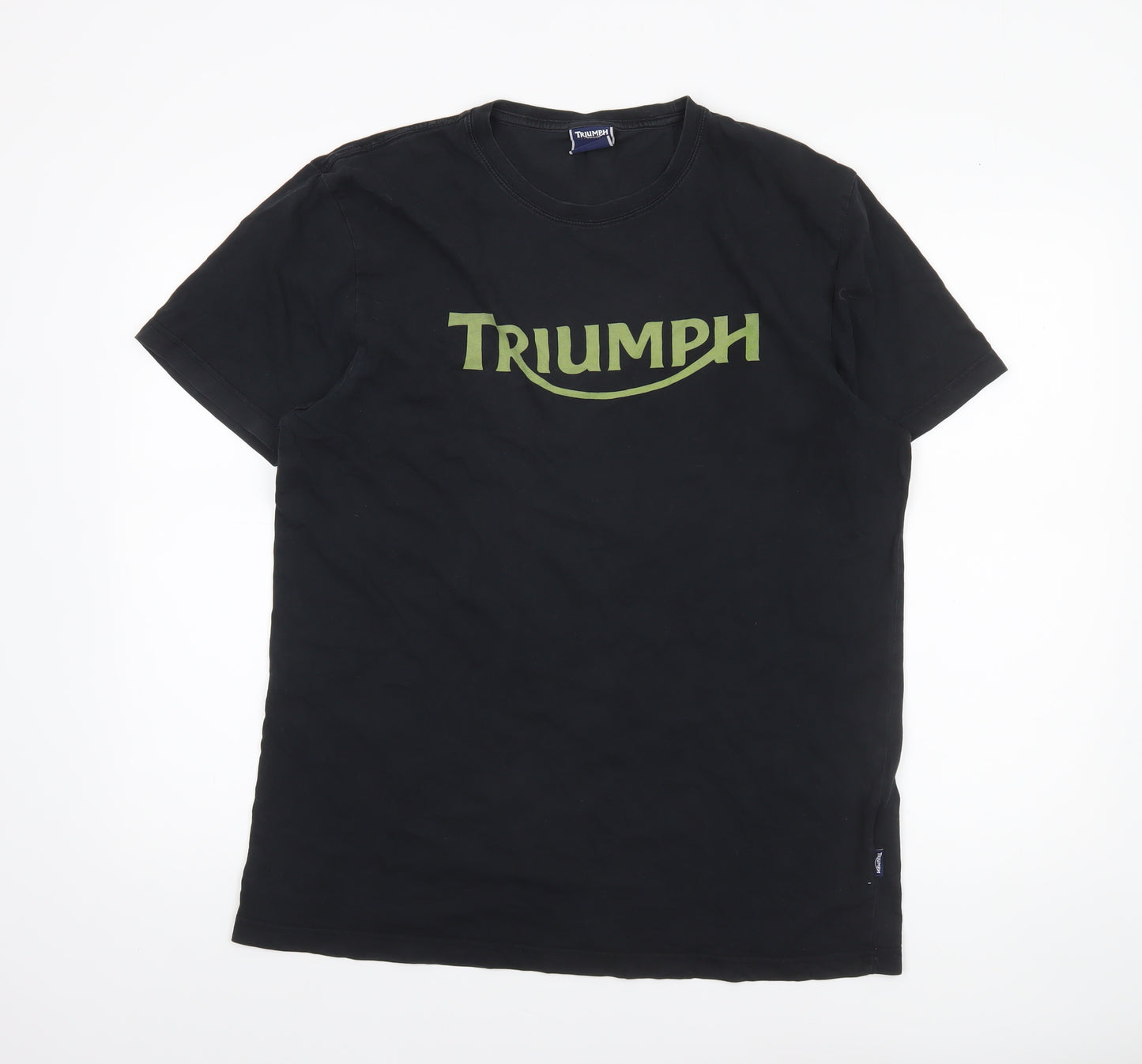 Triumph Men's Black Cotton Graphic T-Shirt - Size L