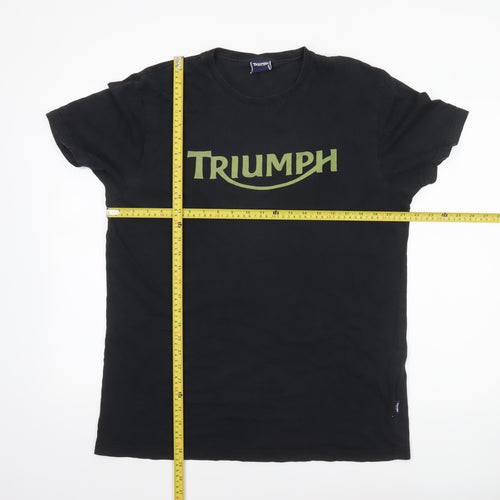 Triumph Men's Black Cotton Graphic T-Shirt - Size L