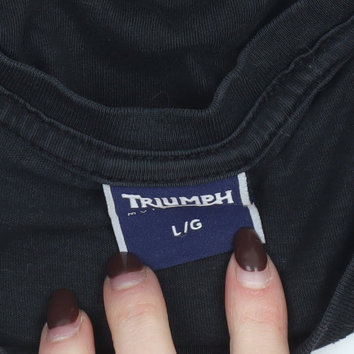 Triumph Men's Black Cotton Graphic T-Shirt - Size L